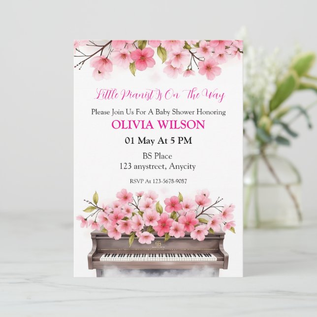 Convites Blooming Melody (Em pé/Frente)