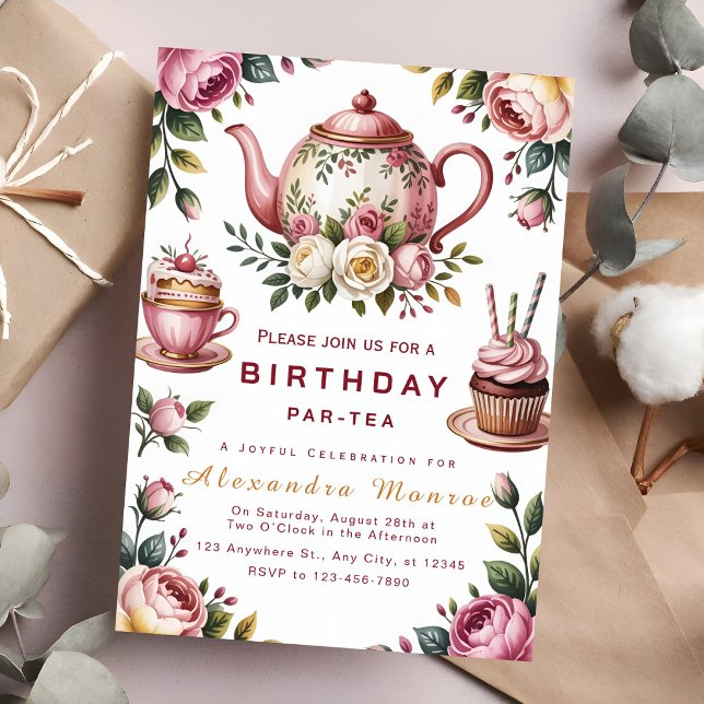 Convites Blooming Tea Party Celebration (Criador carregado)