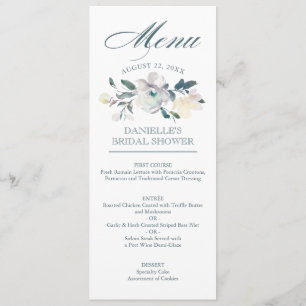 Convites Blooms Vintage Floral de Aquarela Menu Casamento