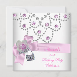 Convites Bloqueio de Chave de Joia Rosa de Sobreposição de 