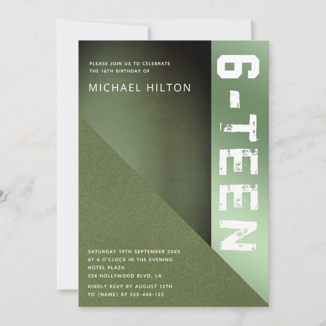 Convites Bloqueio verde de cor do rancor garoto doce dezess (Frente)