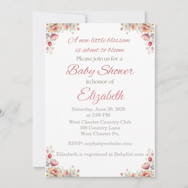 Convites Blossom Baby Shower Invitation (Frente)