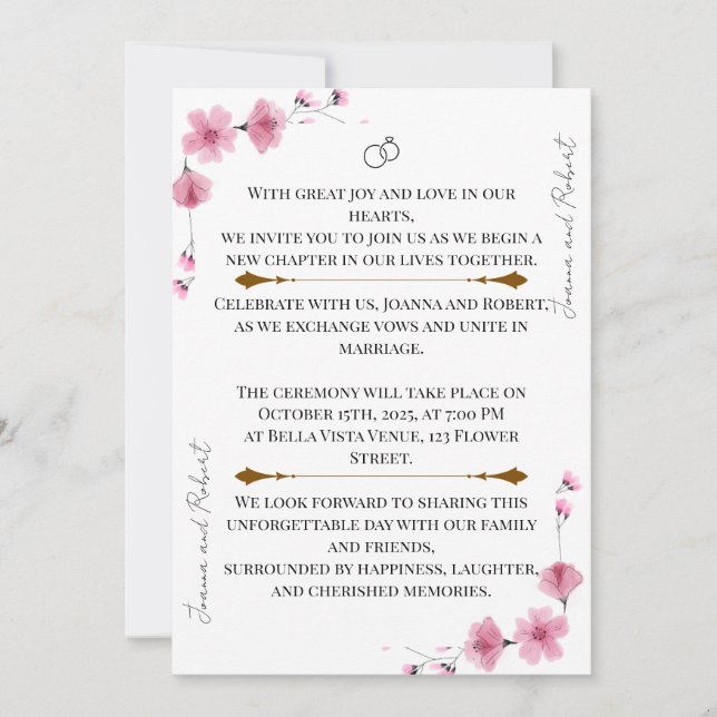 Convites Blossom Love Wedding Invitation (Frente)