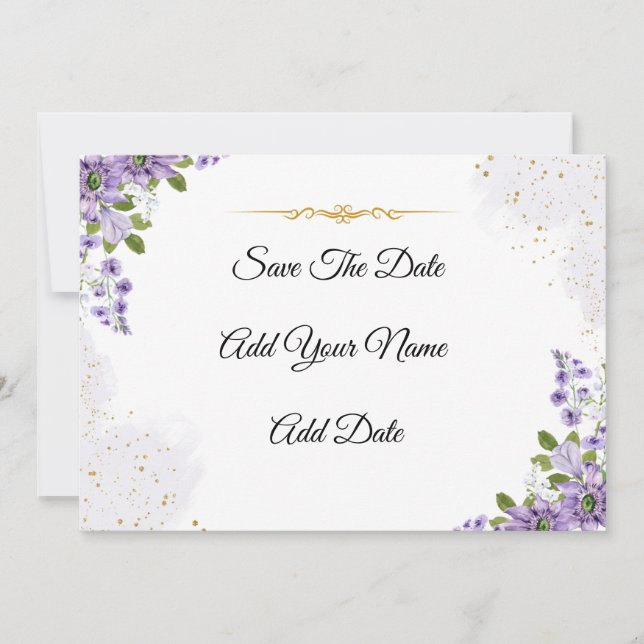 Convites Blossom roxo Elegante Salve a data (Frente)