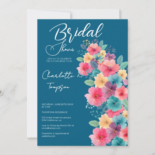 Convites Blossomas Coloridos Bridal Bash (Frente)