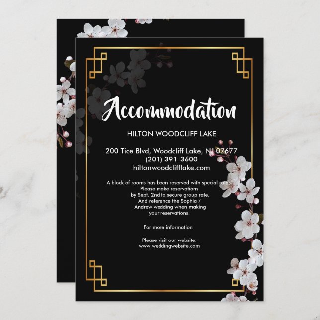 Convites Blossomas de Cereja Brancas e Compartimento dário (Frente/Verso)