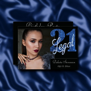 Convites Blue 21 e Legal   Foto de aniversário de 21 anos 