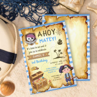 Blue Ahoy Treasure Map Boys Pirata Ahoy