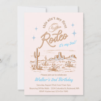 Convites Blue Ain't My First Rodeo Birthday Invite