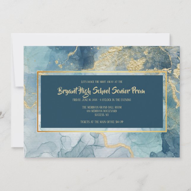 Convites Blue and Gold Invitations (Frente)