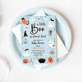 Convites Blue and Orange Halloween - Baby Shower Invitation