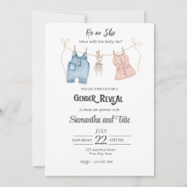 Convites Blue and Pink Gender Reveal Invitation