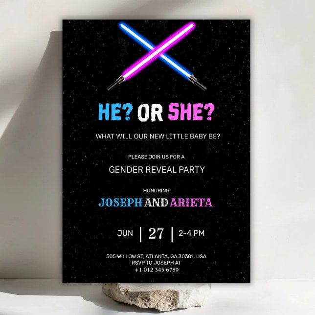 Convites blue and pink gender reveal party invitation (Criador carregado)
