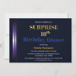 Convites Blue and Purple Surprise 18º Janto de aniversário