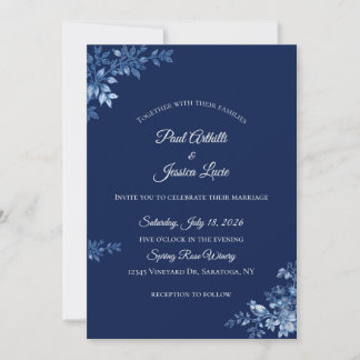 Convites Blue and White Floral Wedding Invitation