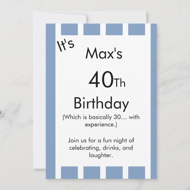 Convites Blue and White Striped Birthday Invitation – (Frente)