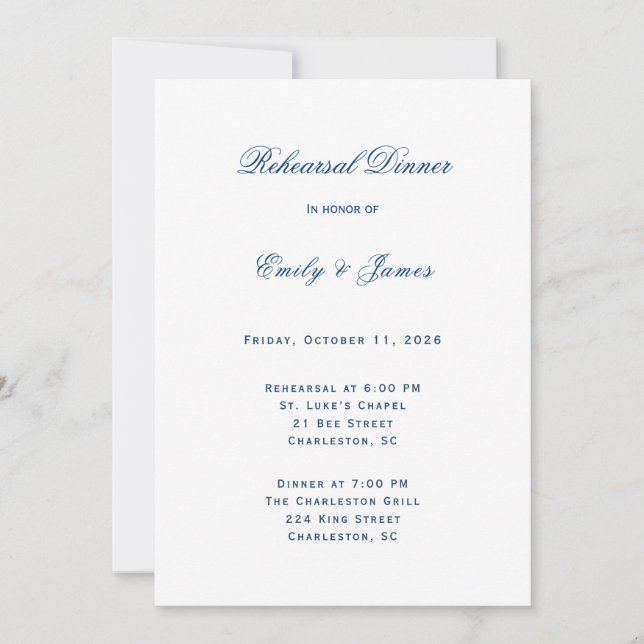 Convites Blue and White Wedding (Frente)