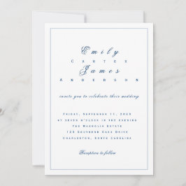 Convites Blue and White Wedding Invitation
