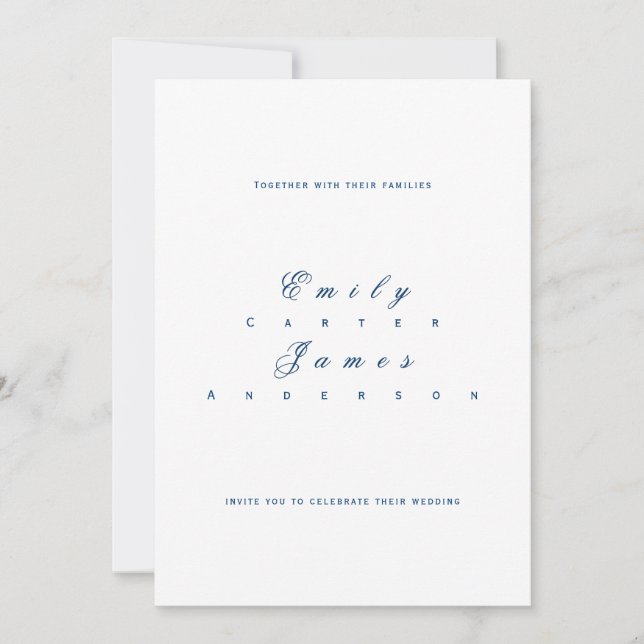 Convites Blue and White Wedding Invitation (Frente)