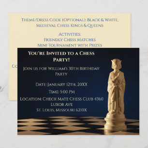 Convites Blue aniversário de 30 anos Party Chess King