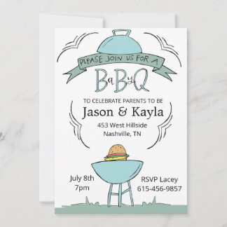 Convites blue Baby BBQ invitation