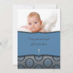 Convites Blue Baby Boy Photo Christening