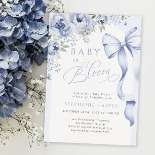 Convites Blue Baby in Bloom Chá de fraldas