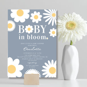 Convites Blue Baby In Bloom Chá de fraldas Invitation