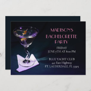 Convites Blue Bachelorette Martini Bridal Party