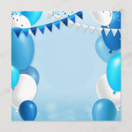 Convites Blue balloons and party flags