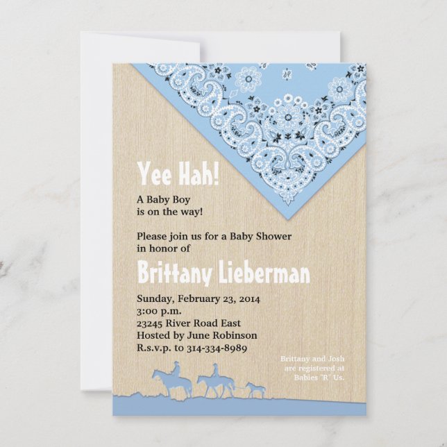 Convites Blue Bandana Invitation (Frente)
