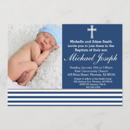 Convites Blue Baptism Religião White Boy Batize Cross