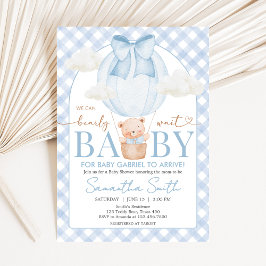 Convites Blue Bear Bearly Wait Baby Shower
