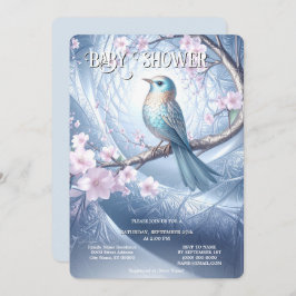 Convites Blue Bird Floral Baby Shower Invitation