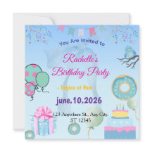 Blue Birthday Invitation