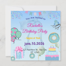 Convites Blue  Birthday Invitation