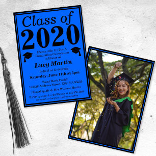 Convites Blue Black Class of 2024 Graduation Photo