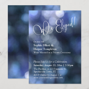 Convites Blue Bokee Light e Typografia "We Eloped"