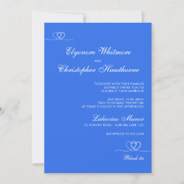 Convites Blue Bold Elegant Chic Calligraphy Wedding