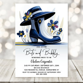 Convites Blue Boots and Bubbly Bridal Shower