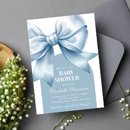 Convites Blue Bow Baby Boy Elegant Baby Shower