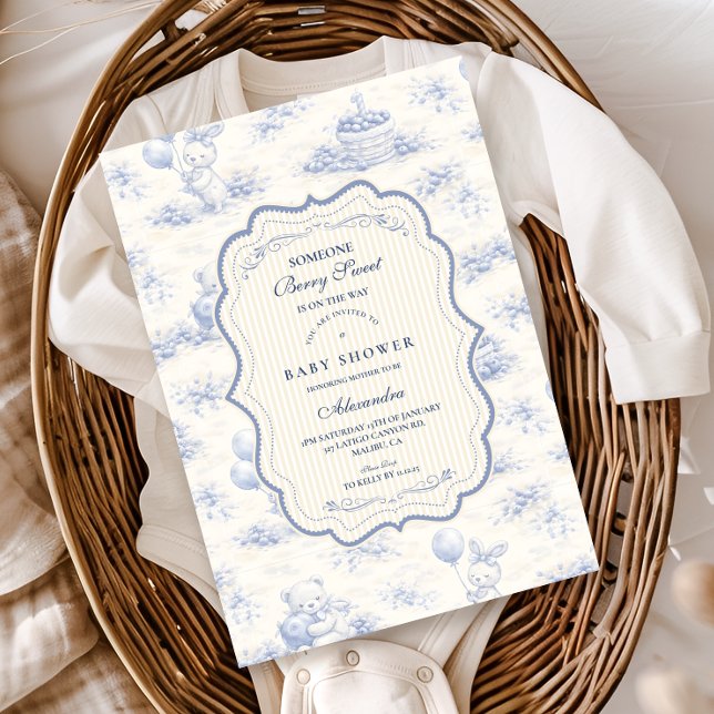 Convites Blue Bow Blueberry Garden Baby Shower (Criador carregado)