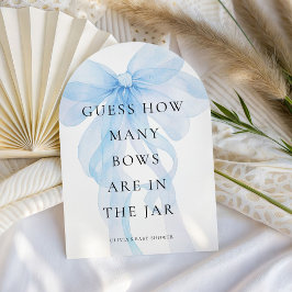 Convites Blue Bow Guess How Many Game Baby Shower card