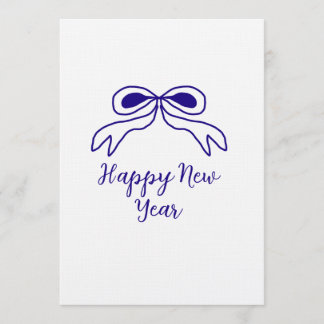 Convites Blue bow happy new year name date simple minimal