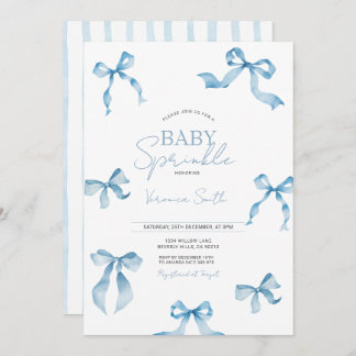 Convites Blue Bow Modern Baby Sprinkle