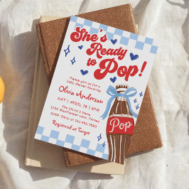 Convites Blue Bow She's Ready to Pop Baby Shower