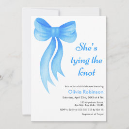 Convites Blue Bow She's Tying the Knot Bridal Shower 