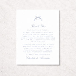 Convites Blue Bow Wedding Thank You Card