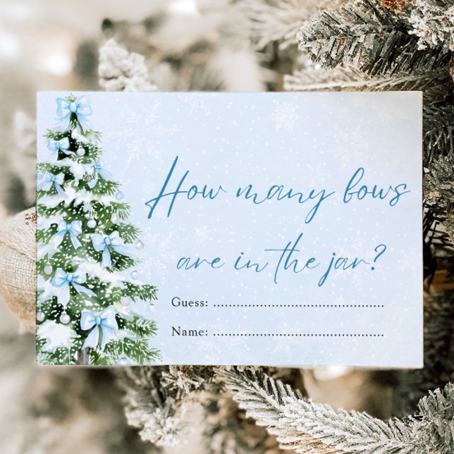 Convites Blue Bows Christmas How Many Bows Baby Shower Game (Blue Bows Christmas How Many Bows Baby Shower Game)