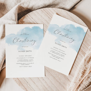 Convites Blue Boy Christening. Primeira Comunhão Santa